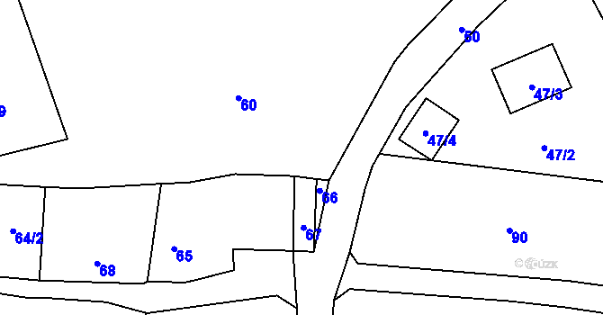 Parcela st. 62 v KÚ Rudice u Blanska, Katastrální mapa