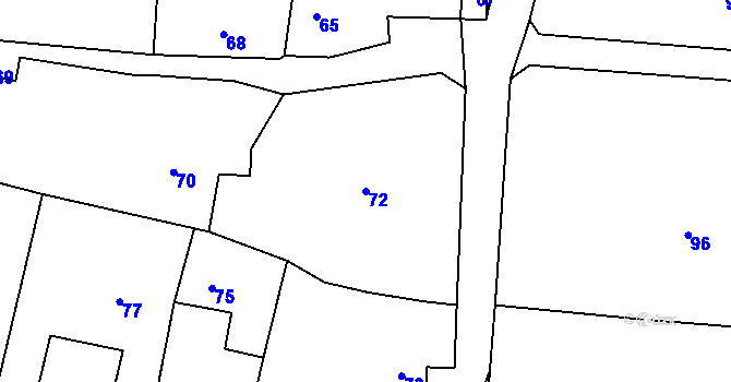 Parcela st. 72 v KÚ Rudice u Blanska, Katastrální mapa