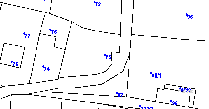 Parcela st. 73 v KÚ Rudice u Blanska, Katastrální mapa