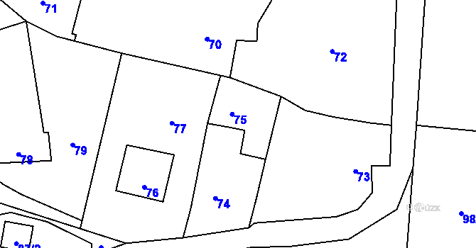 Parcela st. 75 v KÚ Rudice u Blanska, Katastrální mapa