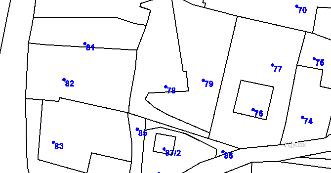 Parcela st. 78 v KÚ Rudice u Blanska, Katastrální mapa