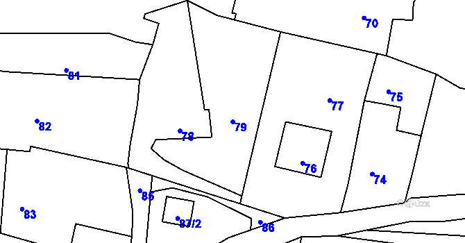 Parcela st. 79 v KÚ Rudice u Blanska, Katastrální mapa
