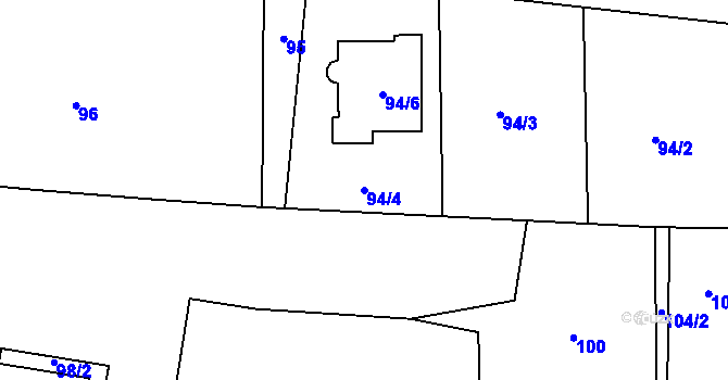 Parcela st. 94/4 v KÚ Rudice u Blanska, Katastrální mapa