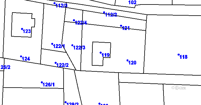 Parcela st. 119 v KÚ Rudice u Blanska, Katastrální mapa