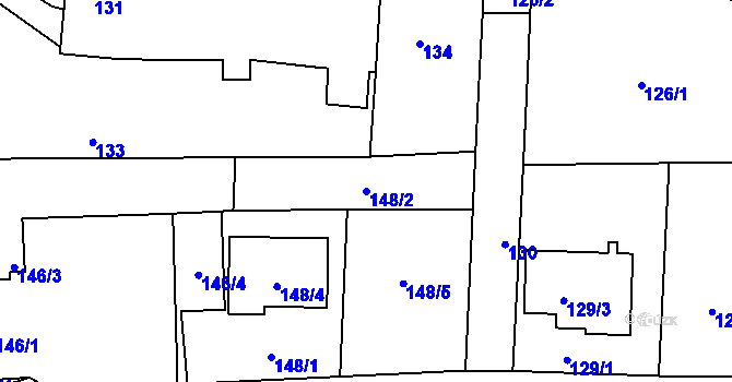 Parcela st. 148/2 v KÚ Rudice u Blanska, Katastrální mapa