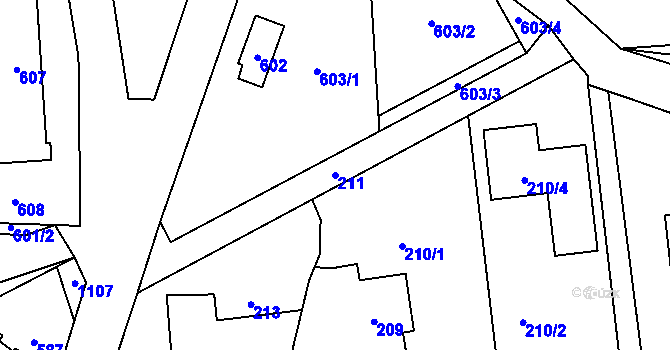 Parcela st. 211 v KÚ Rudice u Blanska, Katastrální mapa
