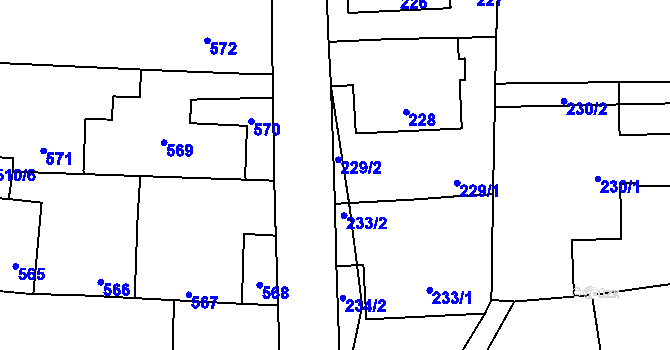 Parcela st. 229/2 v KÚ Rudice u Blanska, Katastrální mapa