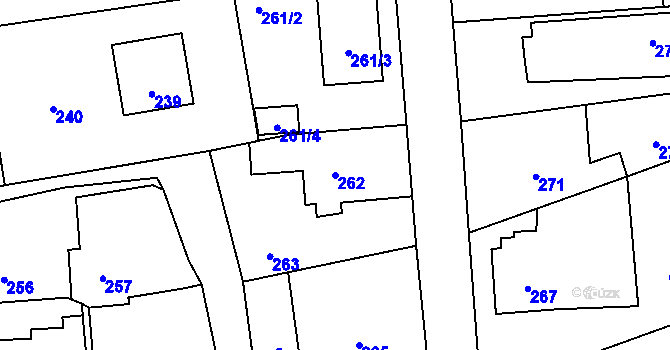 Parcela st. 262 v KÚ Rudice u Blanska, Katastrální mapa