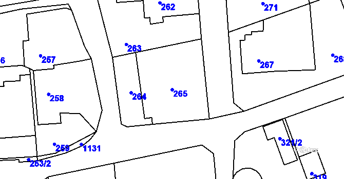 Parcela st. 265 v KÚ Rudice u Blanska, Katastrální mapa