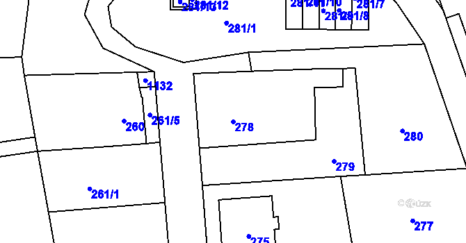 Parcela st. 278 v KÚ Rudice u Blanska, Katastrální mapa