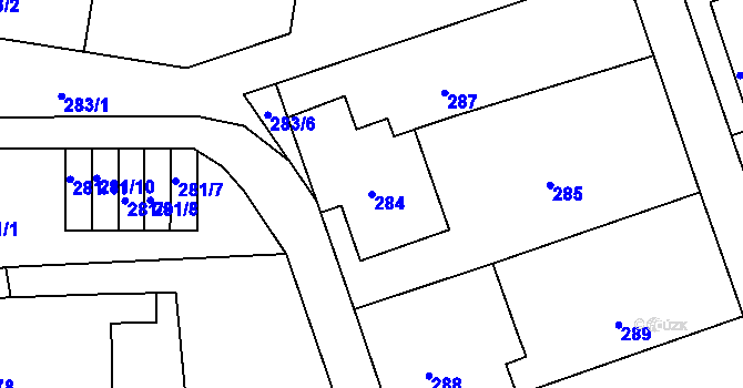 Parcela st. 284 v KÚ Rudice u Blanska, Katastrální mapa