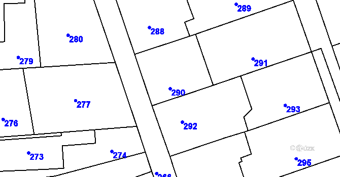Parcela st. 290 v KÚ Rudice u Blanska, Katastrální mapa