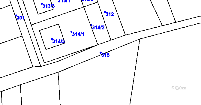 Parcela st. 315 v KÚ Rudice u Blanska, Katastrální mapa
