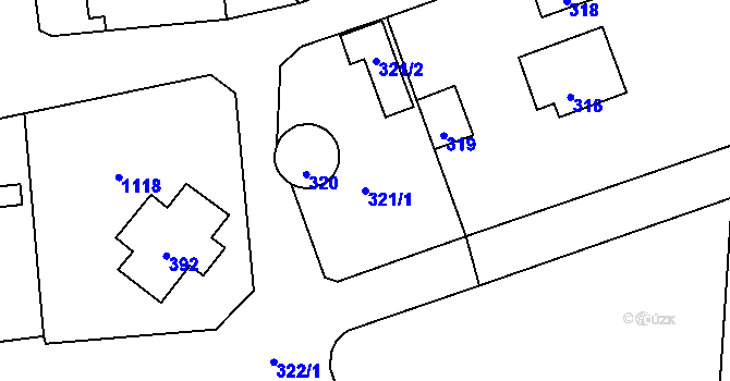 Parcela st. 321/1 v KÚ Rudice u Blanska, Katastrální mapa