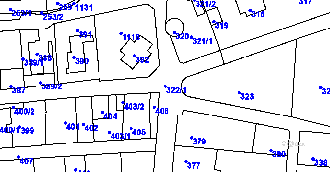 Parcela st. 322/1 v KÚ Rudice u Blanska, Katastrální mapa