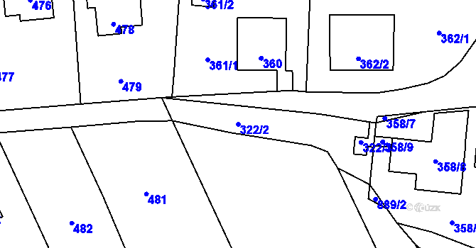 Parcela st. 322/2 v KÚ Rudice u Blanska, Katastrální mapa