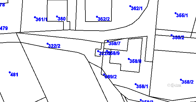 Parcela st. 322/3 v KÚ Rudice u Blanska, Katastrální mapa