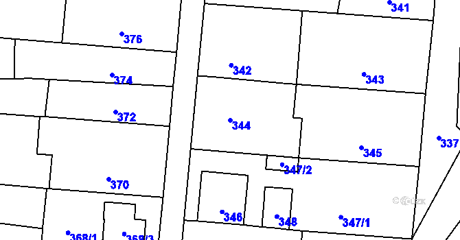 Parcela st. 344 v KÚ Rudice u Blanska, Katastrální mapa