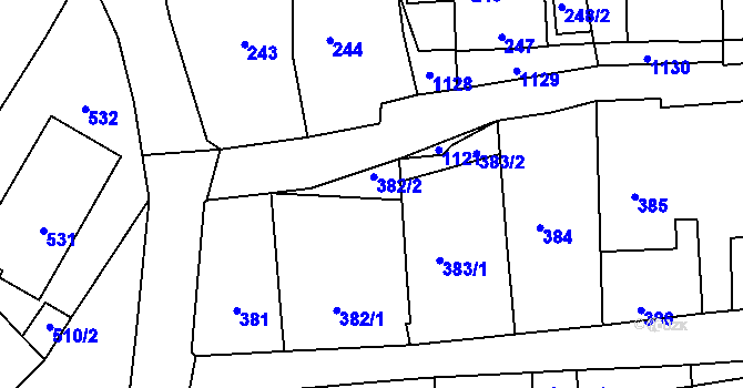 Parcela st. 382/2 v KÚ Rudice u Blanska, Katastrální mapa