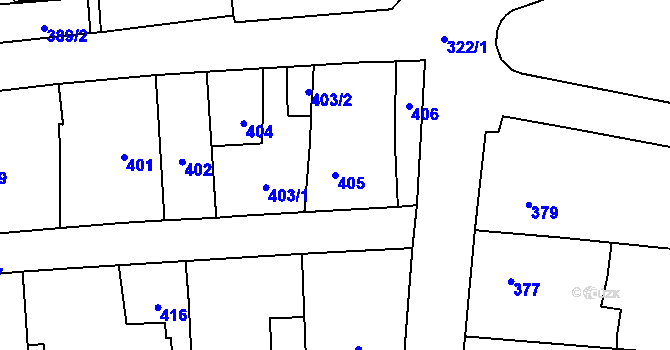 Parcela st. 405 v KÚ Rudice u Blanska, Katastrální mapa