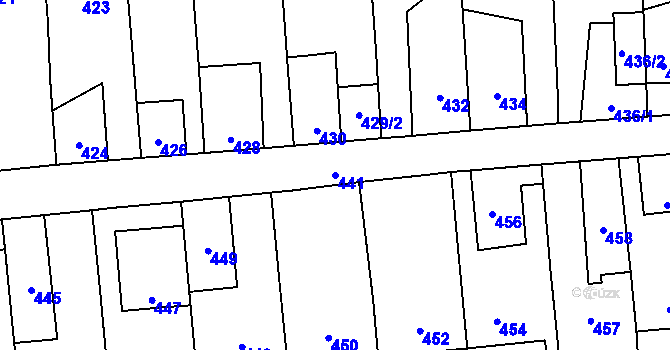 Parcela st. 441 v KÚ Rudice u Blanska, Katastrální mapa