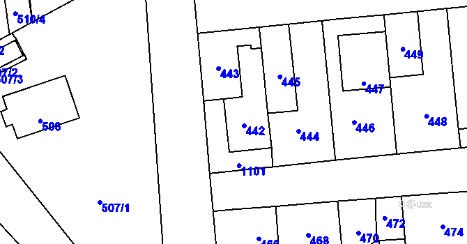 Parcela st. 442 v KÚ Rudice u Blanska, Katastrální mapa