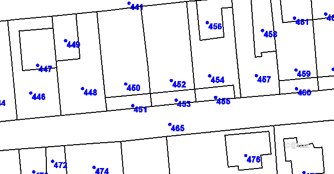 Parcela st. 452 v KÚ Rudice u Blanska, Katastrální mapa