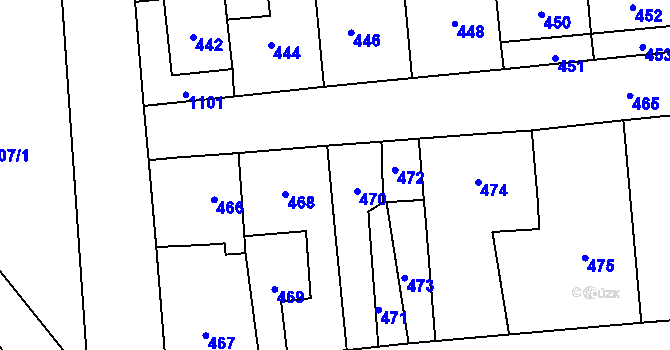 Parcela st. 470 v KÚ Rudice u Blanska, Katastrální mapa