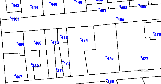 Parcela st. 474 v KÚ Rudice u Blanska, Katastrální mapa