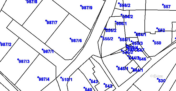 Parcela st. 510/1 v KÚ Rudice u Blanska, Katastrální mapa