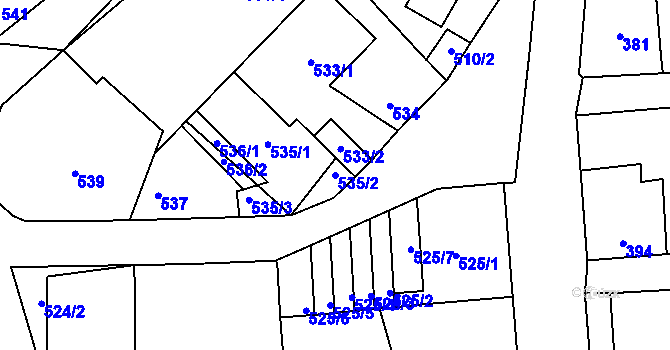 Parcela st. 535/2 v KÚ Rudice u Blanska, Katastrální mapa