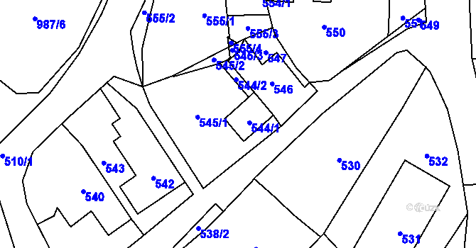 Parcela st. 544 v KÚ Rudice u Blanska, Katastrální mapa