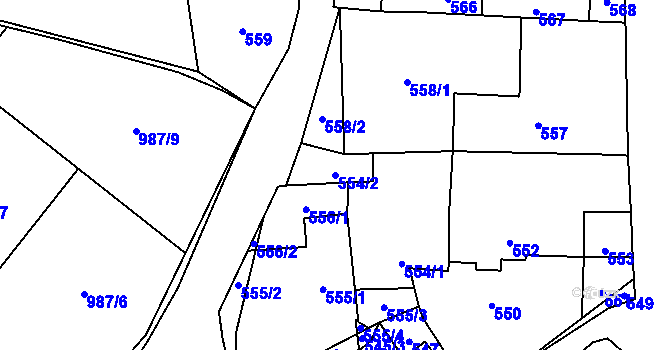 Parcela st. 554/2 v KÚ Rudice u Blanska, Katastrální mapa