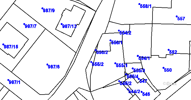 Parcela st. 556/2 v KÚ Rudice u Blanska, Katastrální mapa