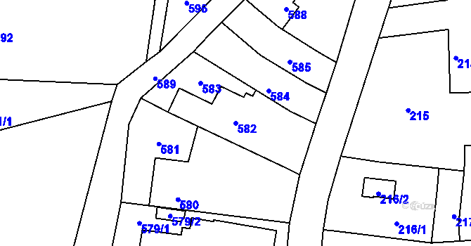Parcela st. 582 v KÚ Rudice u Blanska, Katastrální mapa