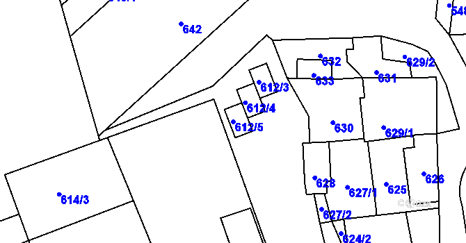 Parcela st. 612/5 v KÚ Rudice u Blanska, Katastrální mapa
