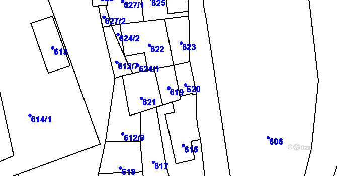 Parcela st. 619 v KÚ Rudice u Blanska, Katastrální mapa