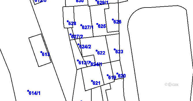 Parcela st. 622 v KÚ Rudice u Blanska, Katastrální mapa