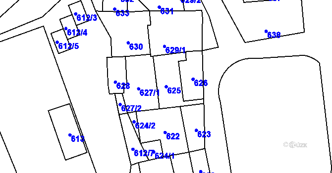 Parcela st. 625 v KÚ Rudice u Blanska, Katastrální mapa