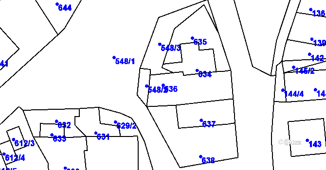 Parcela st. 636 v KÚ Rudice u Blanska, Katastrální mapa