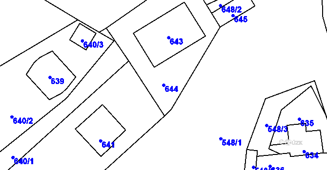 Parcela st. 644 v KÚ Rudice u Blanska, Katastrální mapa
