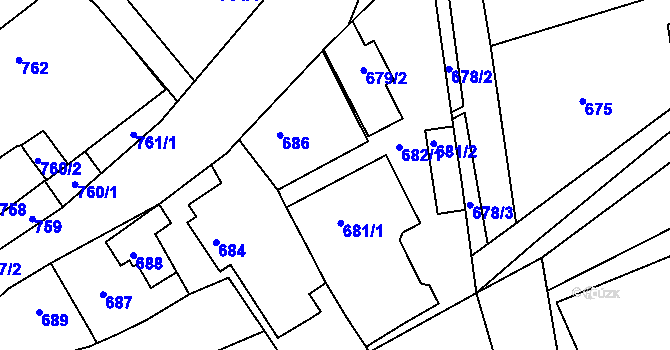 Parcela st. 683/1 v KÚ Rudice u Blanska, Katastrální mapa