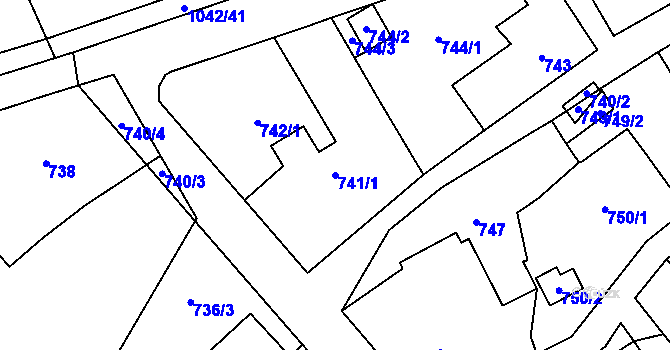 Parcela st. 741/1 v KÚ Rudice u Blanska, Katastrální mapa