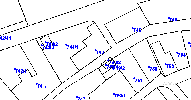 Parcela st. 743 v KÚ Rudice u Blanska, Katastrální mapa