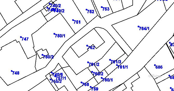 Parcela st. 762 v KÚ Rudice u Blanska, Katastrální mapa