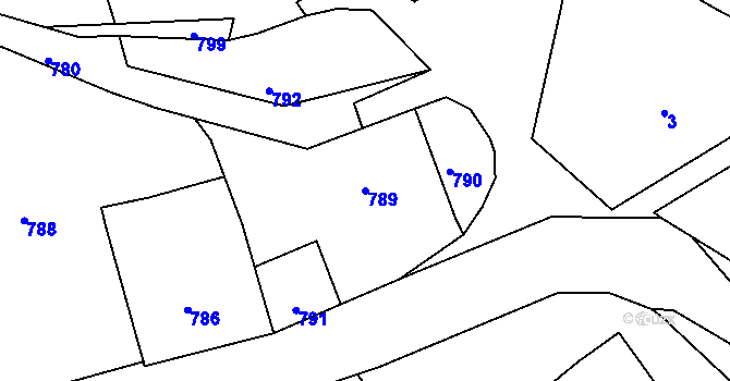 Parcela st. 789 v KÚ Rudice u Blanska, Katastrální mapa