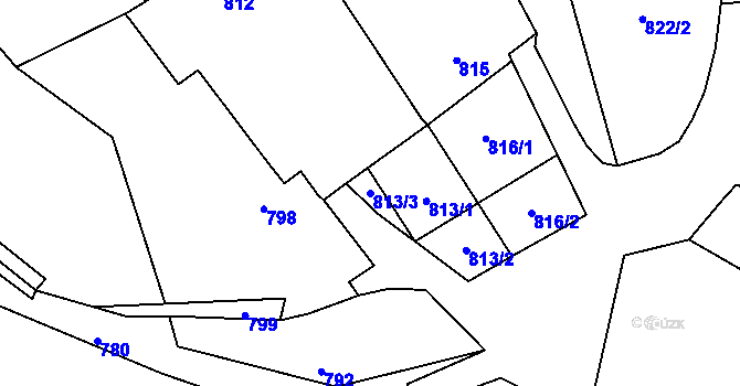 Parcela st. 813/3 v KÚ Rudice u Blanska, Katastrální mapa