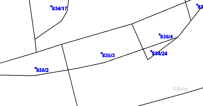 Parcela st. 835/3 v KÚ Rudice u Blanska, Katastrální mapa