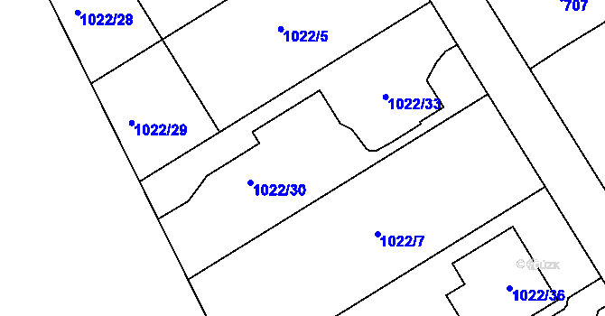 Parcela st. 1022/6 v KÚ Rudice u Blanska, Katastrální mapa