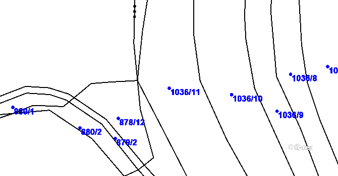 Parcela st. 1036/11 v KÚ Rudice u Blanska, Katastrální mapa
